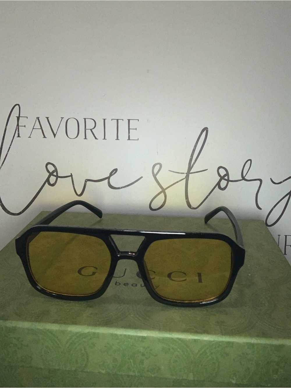 Men’s Black Frame Sunglasses with Yellow Lenses